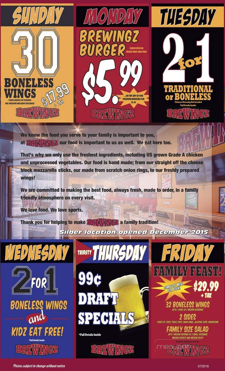 Brewingz Restaurant and Bar - Pearland, TX menu_pic
