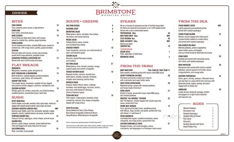 Brimstone Woodfire Grill - Doral, FL menu_pic