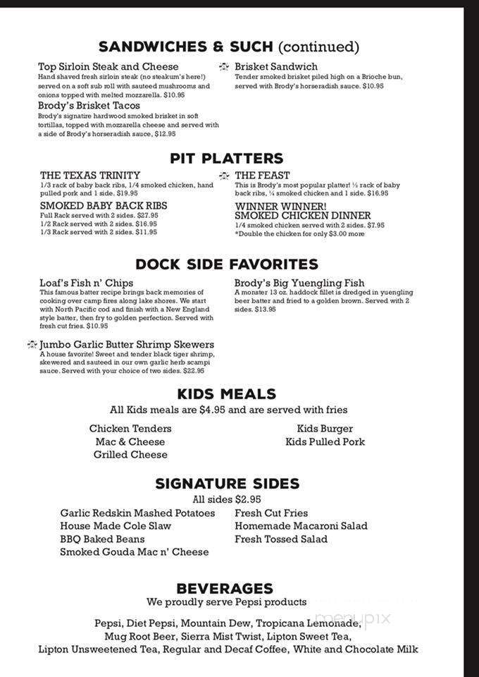 Brody's Rib & Chophouse - Punxsutawney, PA menu_pic