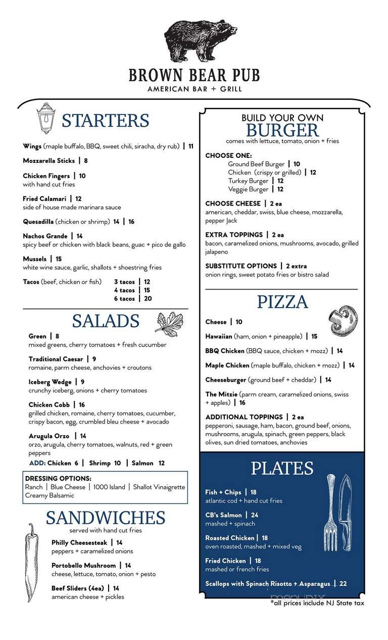 Brown Bear Pub - West Orange, NJ menu_pic