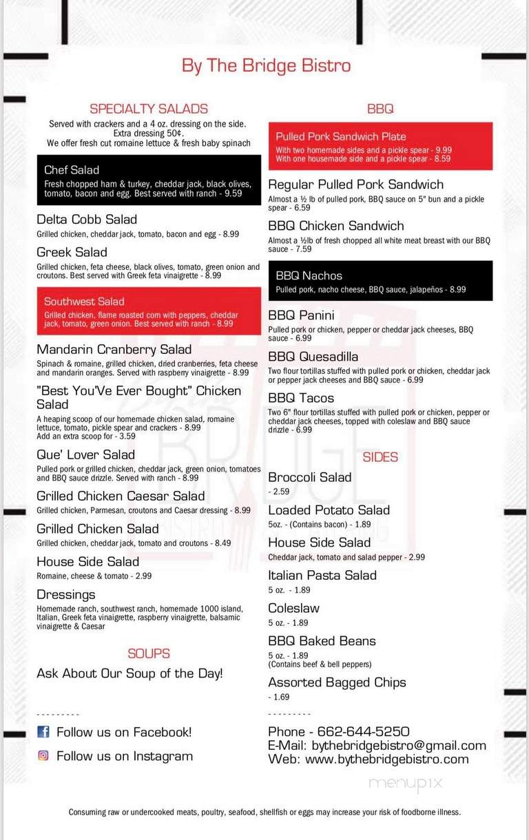 By The Bridge Bistro - Greenwood, MS menu_pic