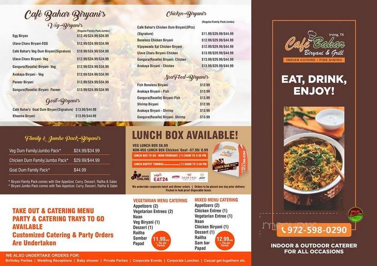 Cafe Bahar - Irving, TX menu_pic