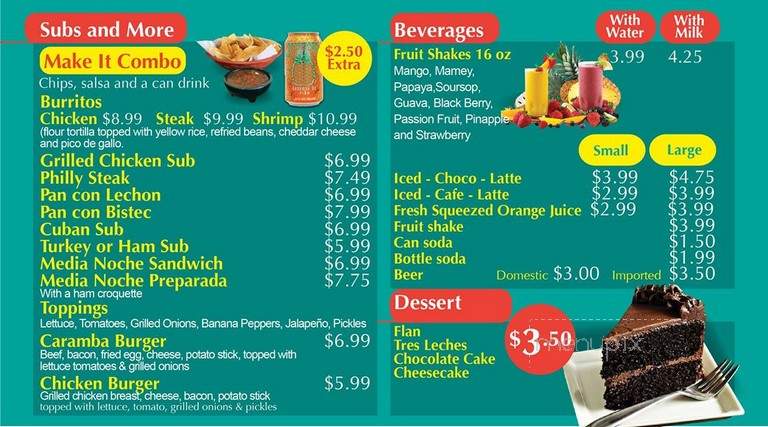 Cafe Caramba - Lauderhill, FL menu_pic