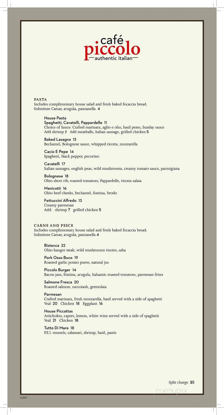 Cafe Piccolo - Avon, OH menu_pic