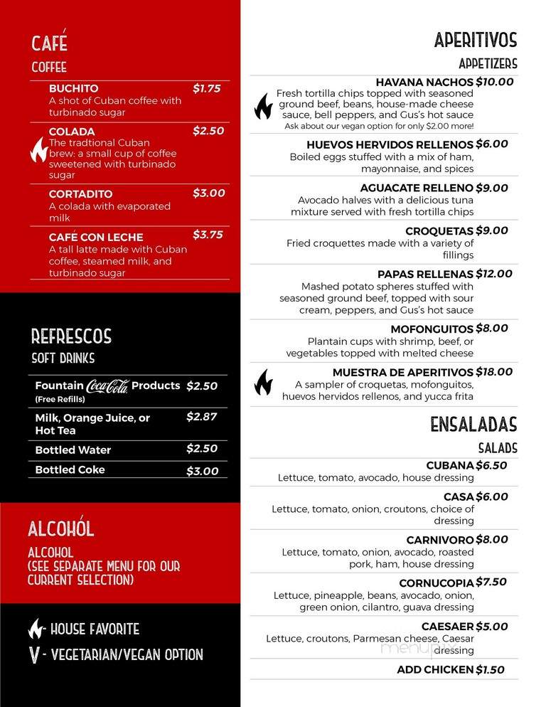 Caliente Cuban Cafe - Fort Wayne, IN menu_pic