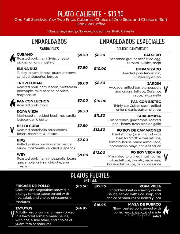 Caliente Cuban Cafe - Fort Wayne, IN menu_pic