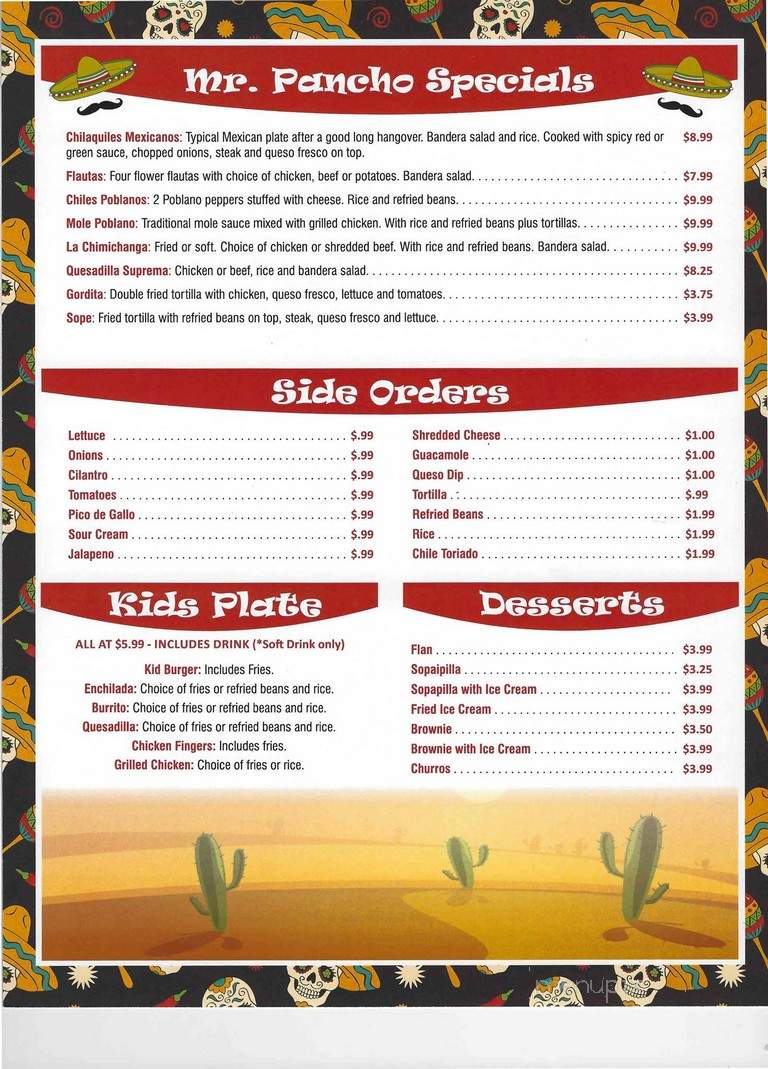 Cantina Mr Pancho - Palm Coast, FL menu_pic