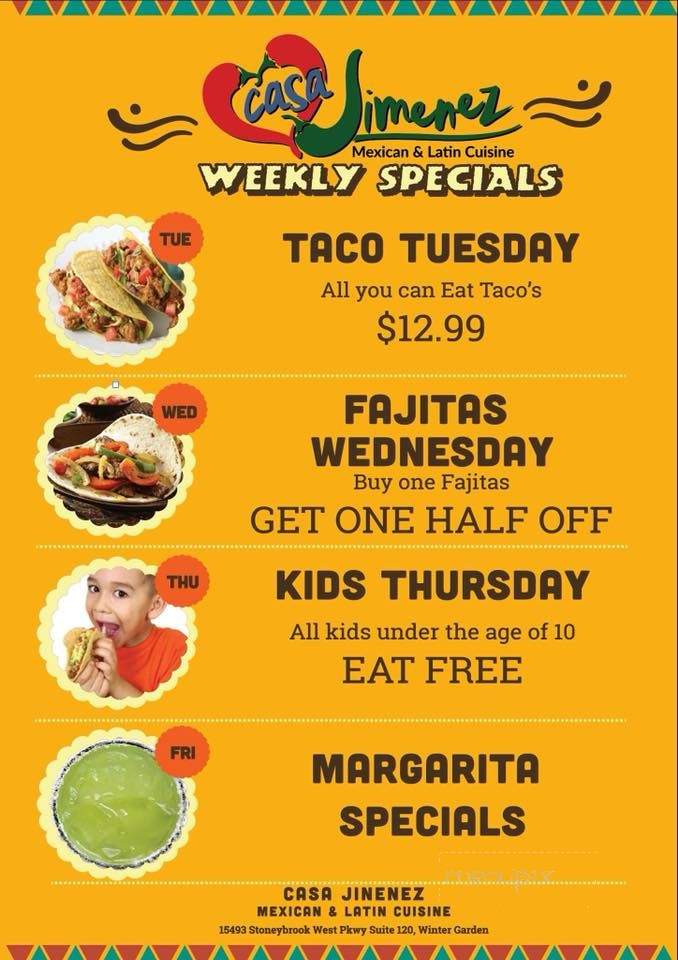 Casa Jimenez - Winter Garden, FL menu_pic