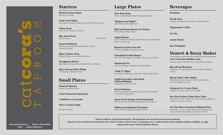 Cat Coras Taproom - Detroit, MI menu_pic