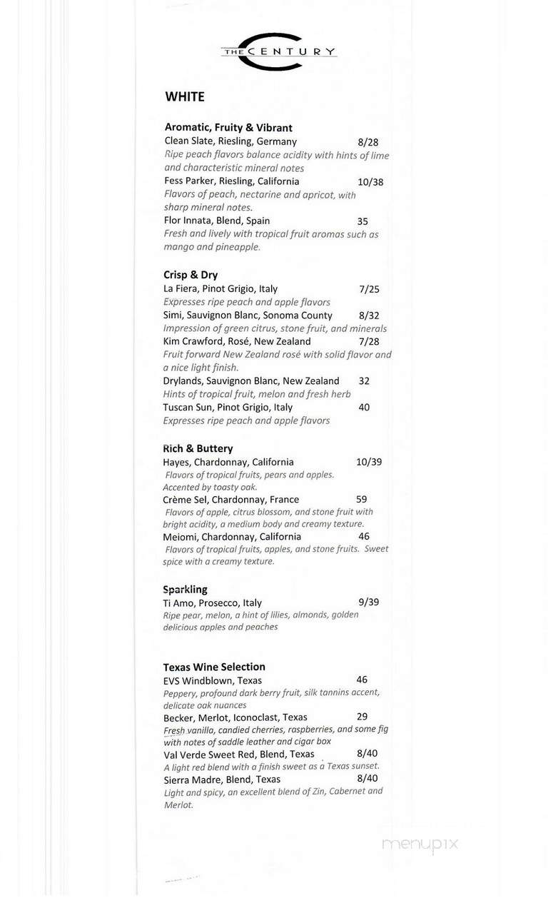 Century Bar & Grill - Inglewood, CA menu_pic