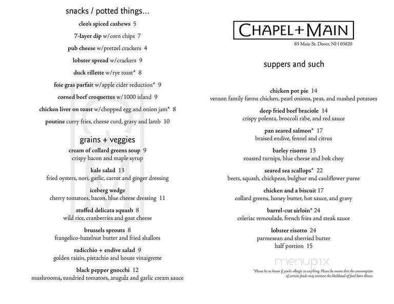 Chapel + Main - Dover, NH menu_pic