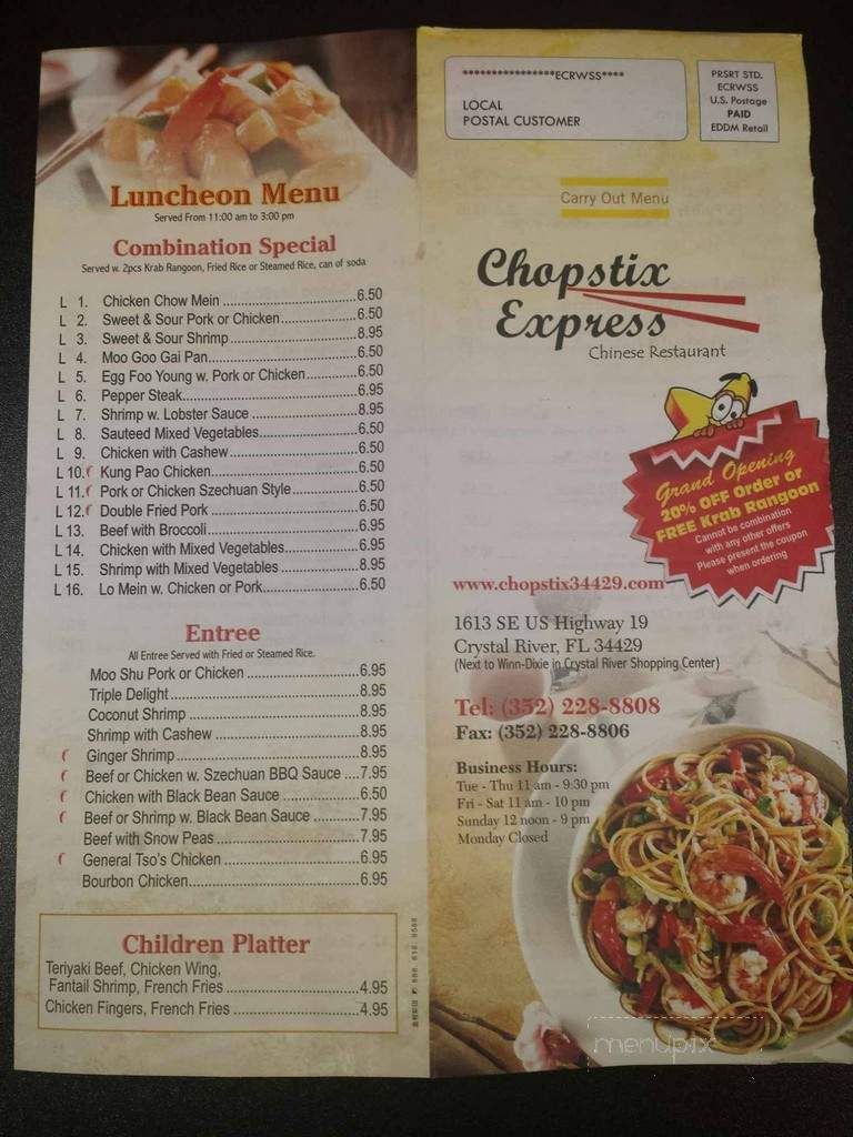 Chopstix Express - Crystal River, FL menu_pic