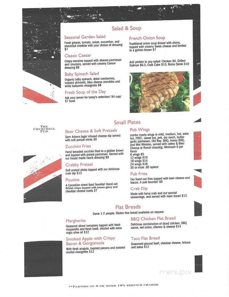 Churchill Pub & Restaurant - Cresaptown, MD menu_pic