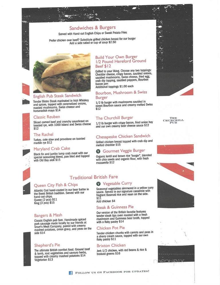 Churchill Pub & Restaurant - Cresaptown, MD menu_pic