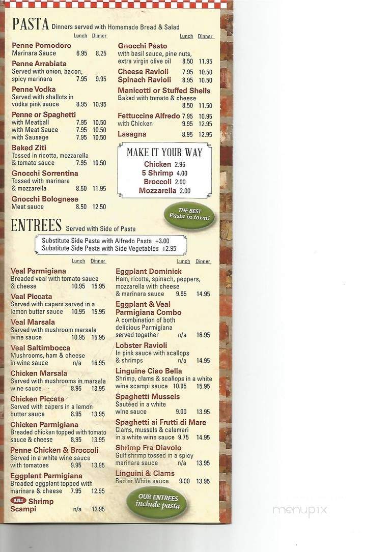 Ciao Pizza Pasta - Brooklyn, NY menu_pic