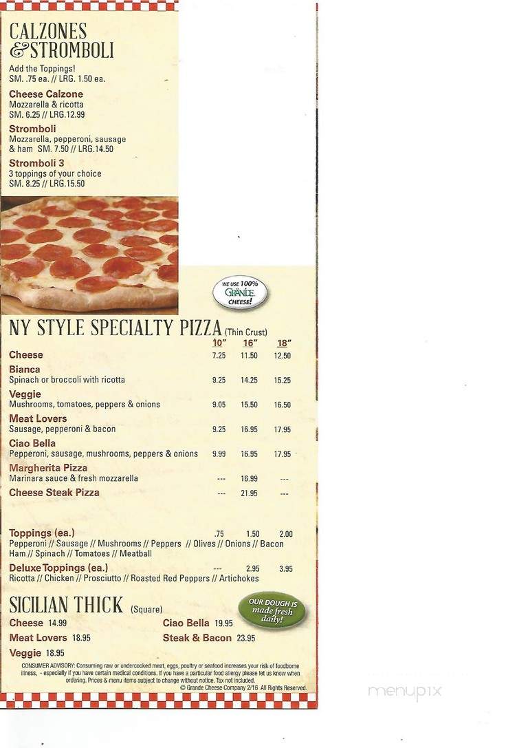 Ciao Pizza Pasta - Brooklyn, NY menu_pic