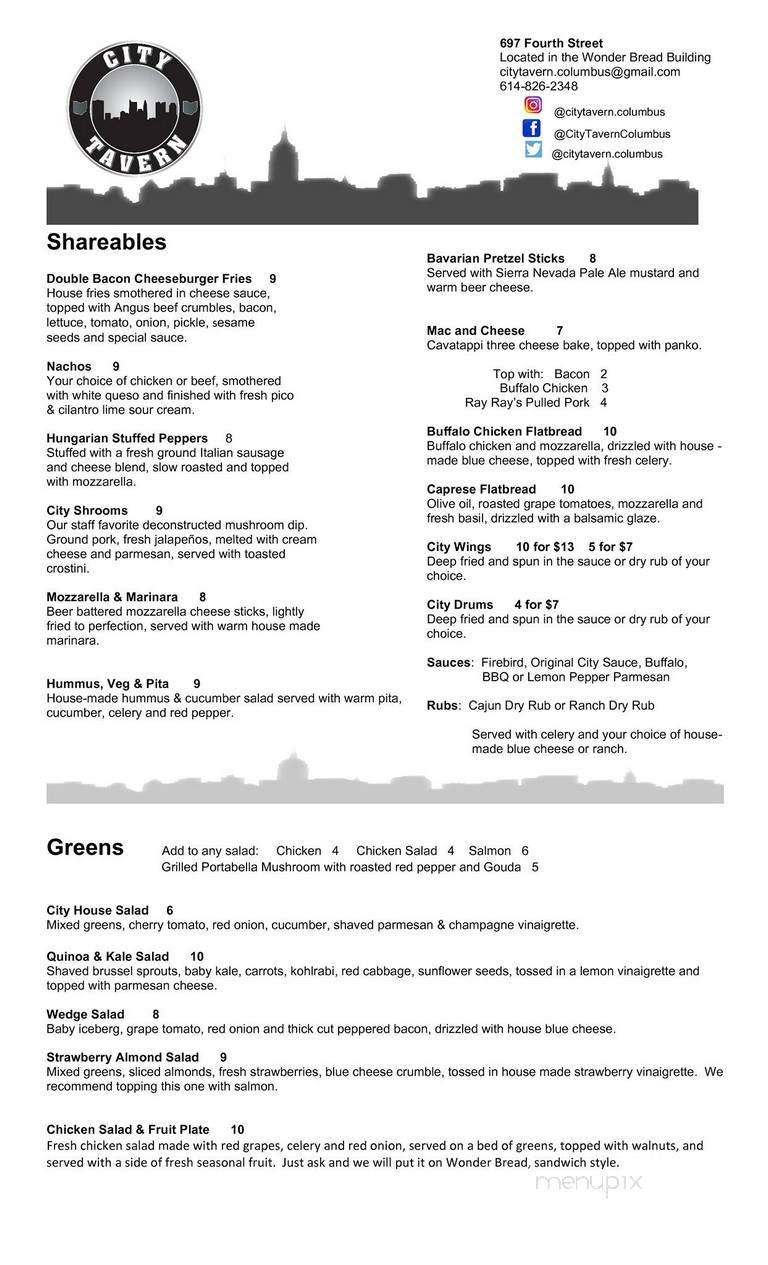 City Tavern - Columbus, OH menu_pic