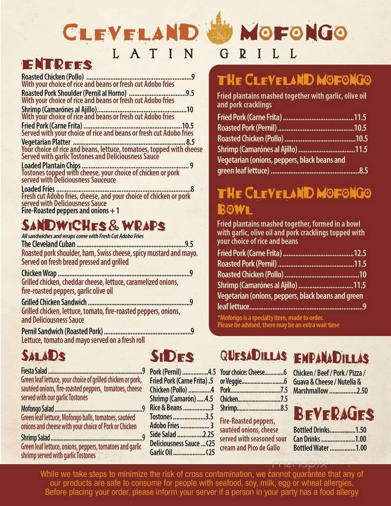 Cleveland Mofongo Latin Grill - Cleveland, OH menu_pic