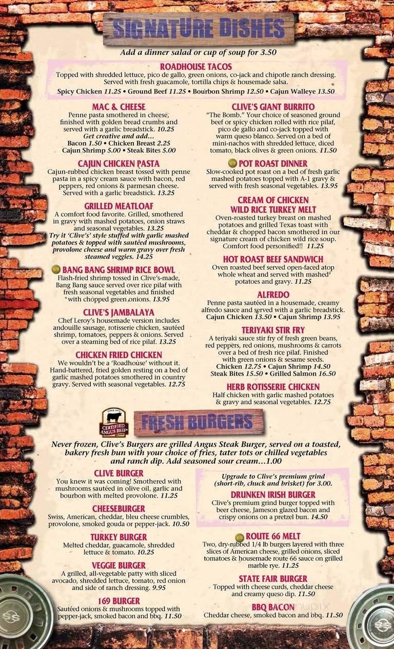 Clives Roadhouse - Rogers, MN menu_pic