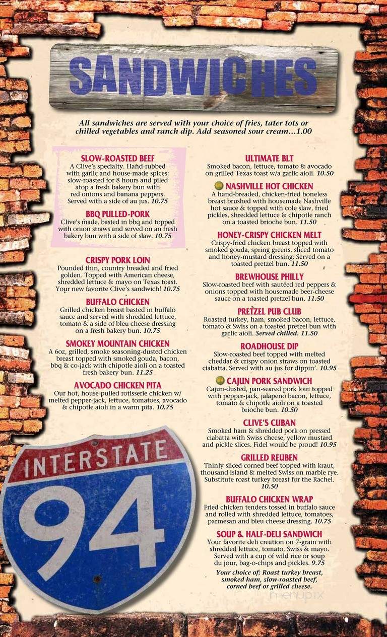 Clives Roadhouse - Rogers, MN menu_pic