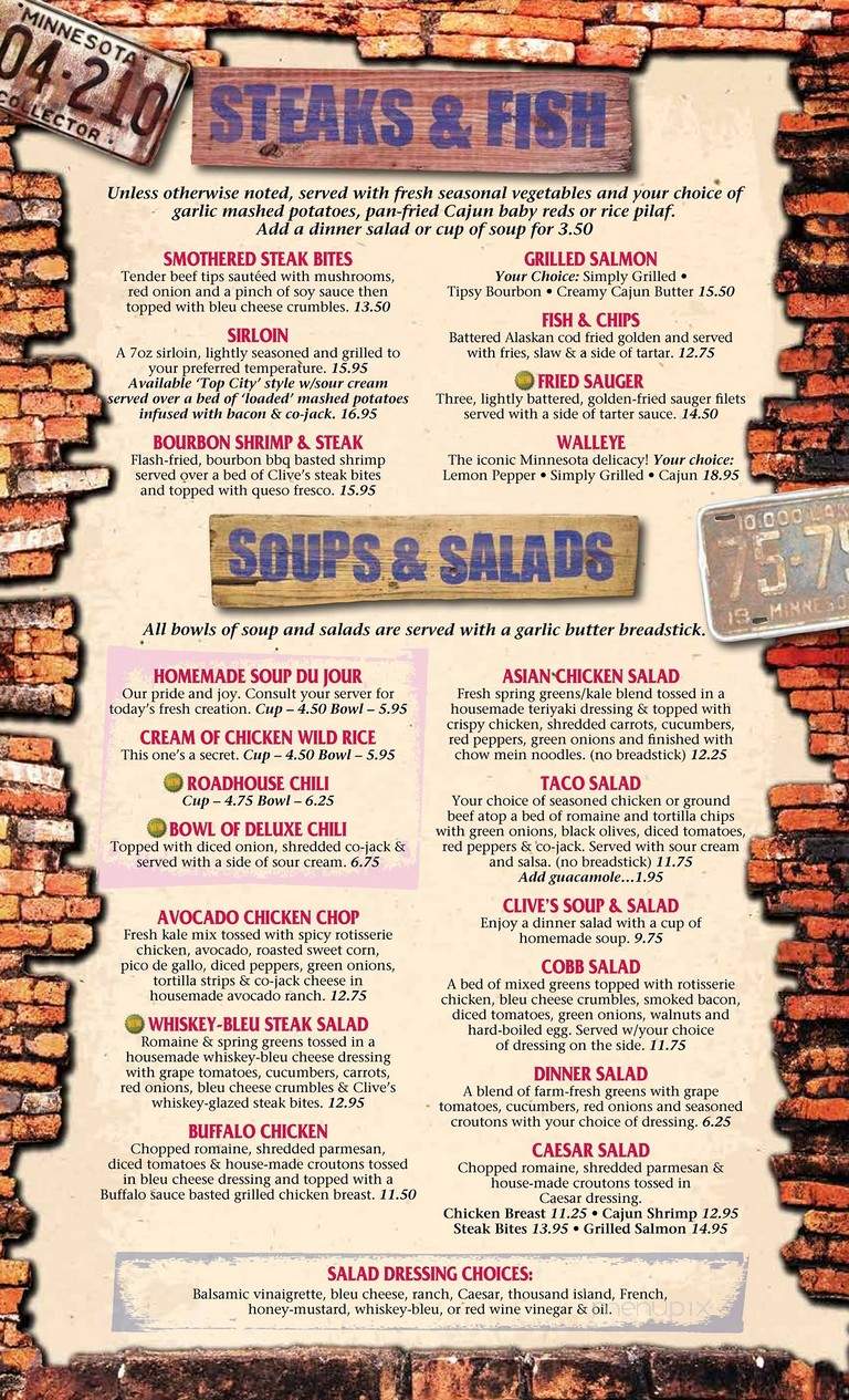 Clives Roadhouse - Rogers, MN menu_pic