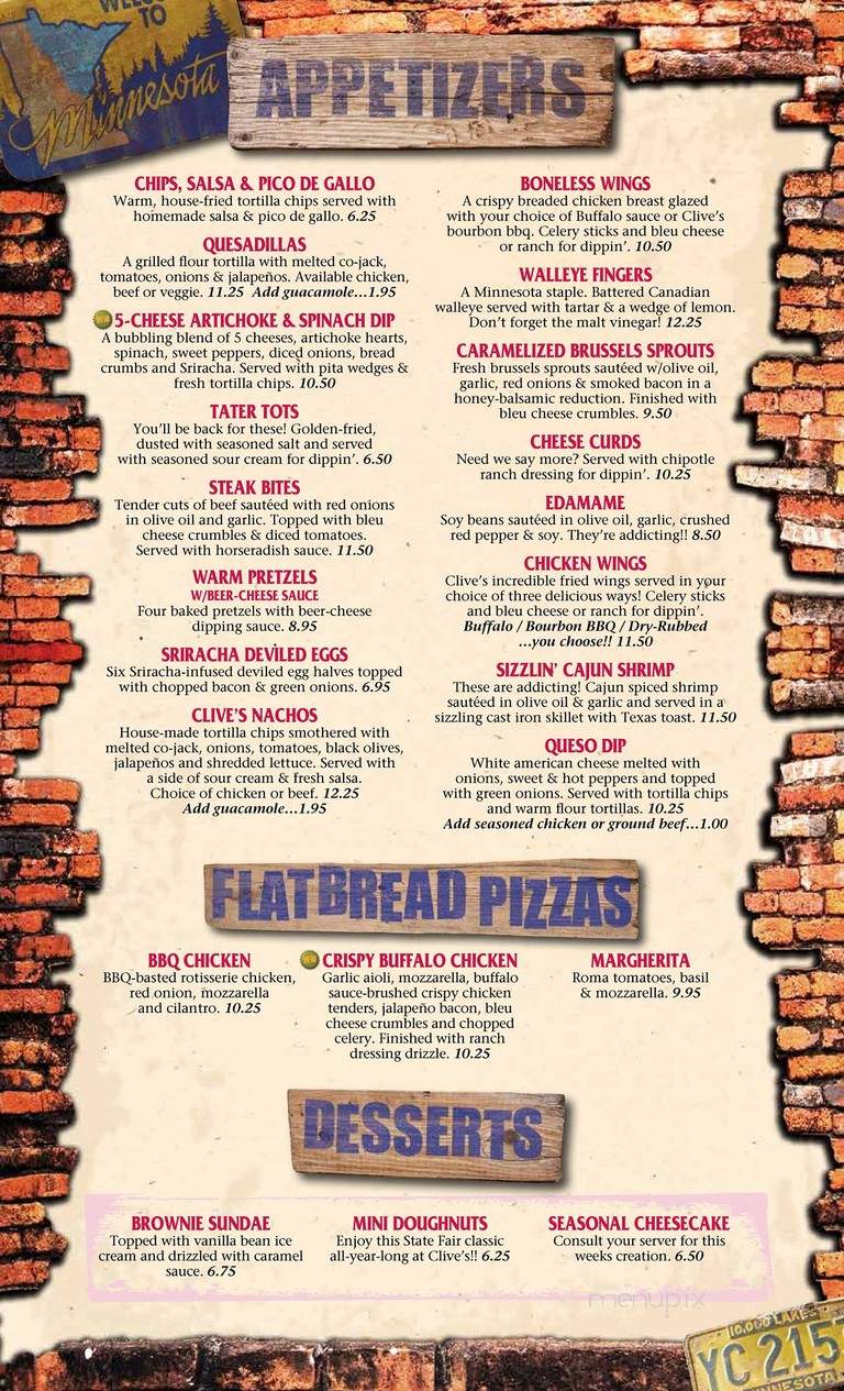 Clives Roadhouse - Rogers, MN menu_pic