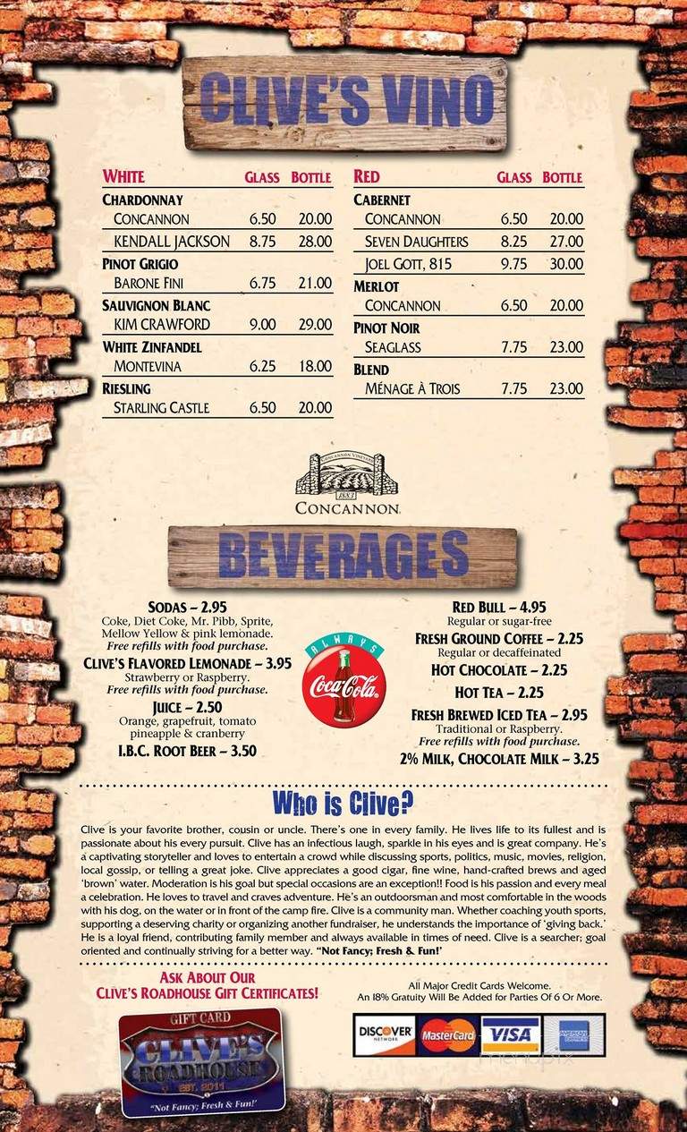 Clives Roadhouse - Rogers, MN menu_pic
