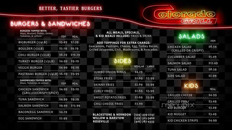 Colorado Grill - Fresno, CA menu_pic