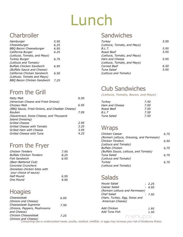 Concrete City Cafe - Nanticoke, PA menu_pic