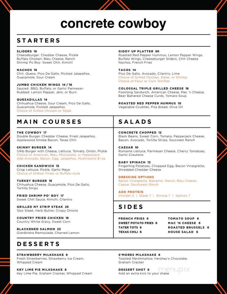 Concrete Cowboy - Chicago, IL menu_pic