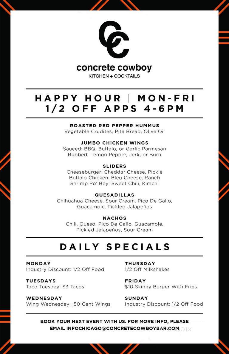Concrete Cowboy - Chicago, IL menu_pic