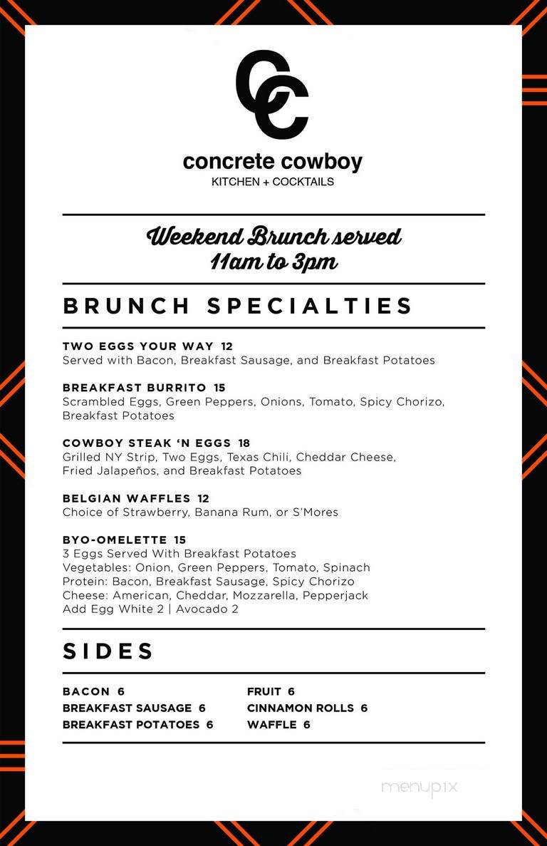Concrete Cowboy - Chicago, IL menu_pic