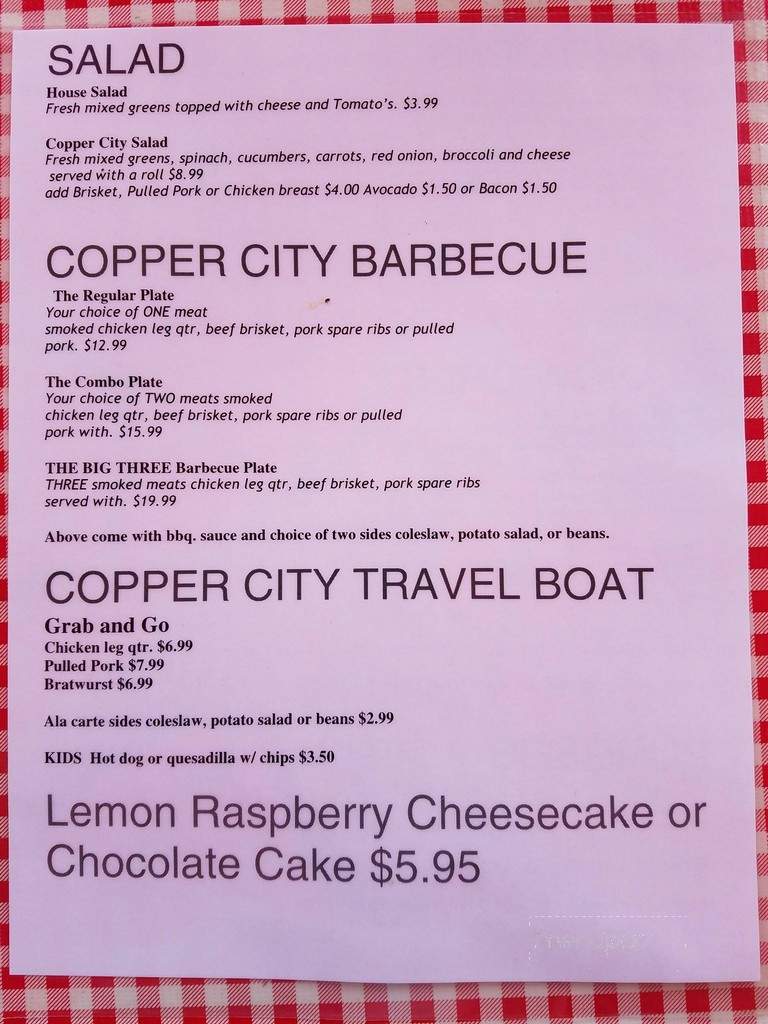 Copper City Saloon - Bisbee, AZ menu_pic