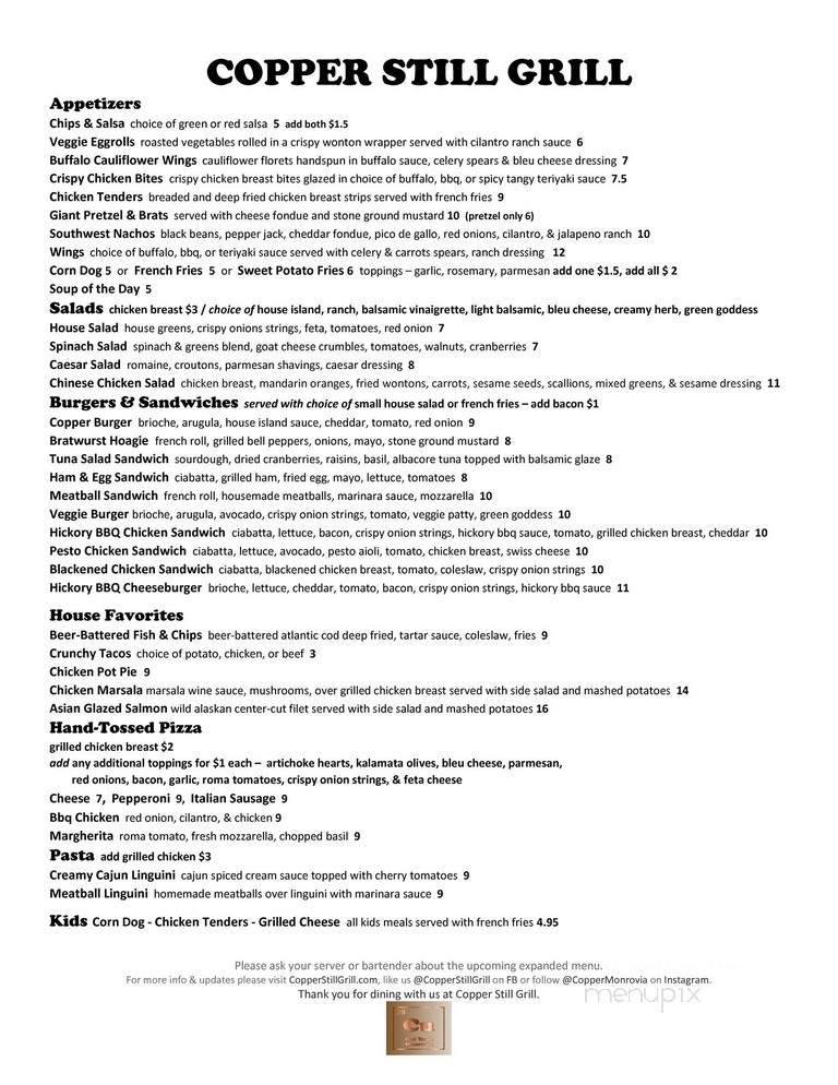 Copper Still Grill - Monrovia, CA menu_pic