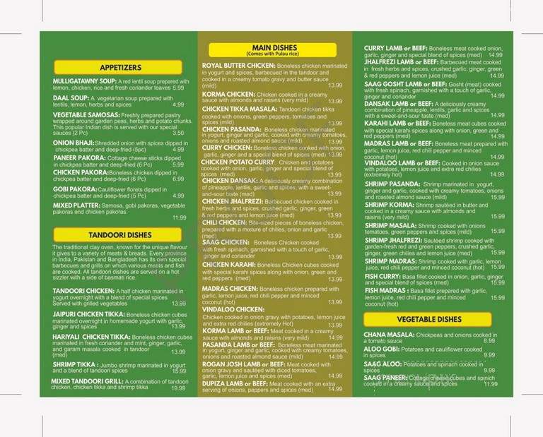 Coriander Indian Restaurant - New Haven, CT menu_pic