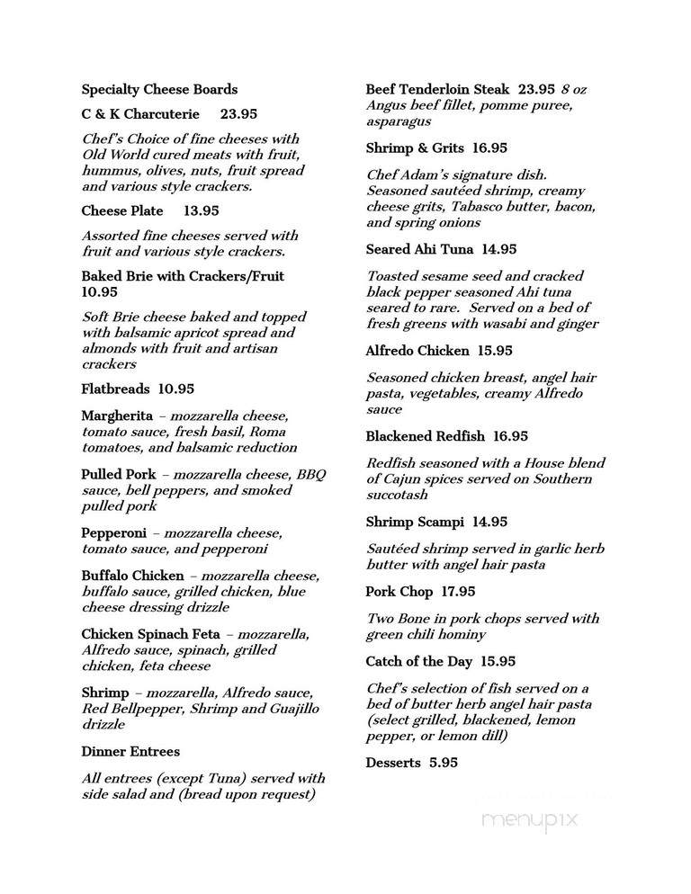 Cork & Keg - Waxahachie, TX menu_pic
