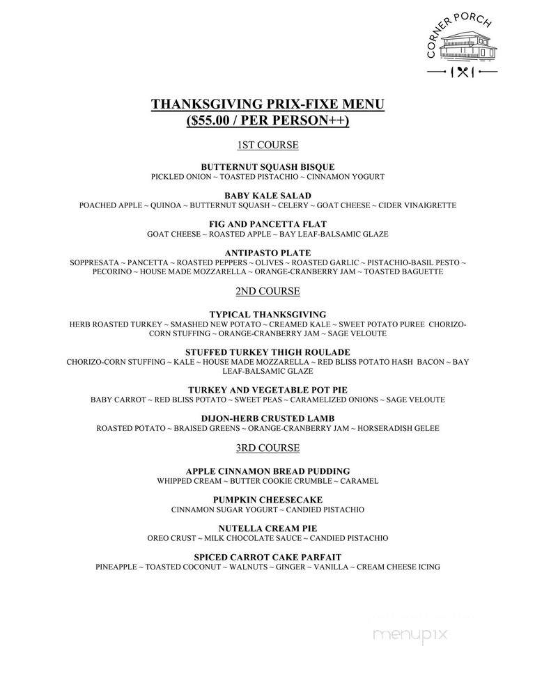 Corner Porch - Delray Beach, FL menu_pic