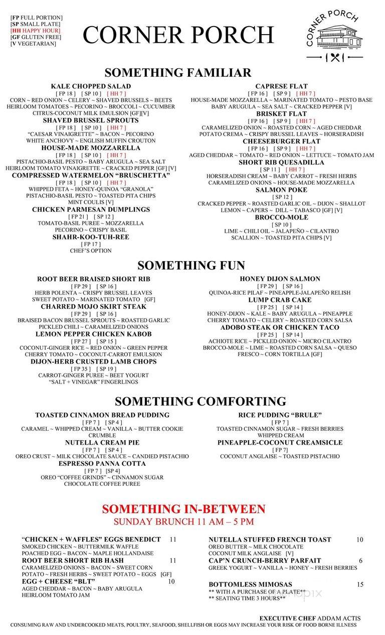 Corner Porch - Delray Beach, FL menu_pic