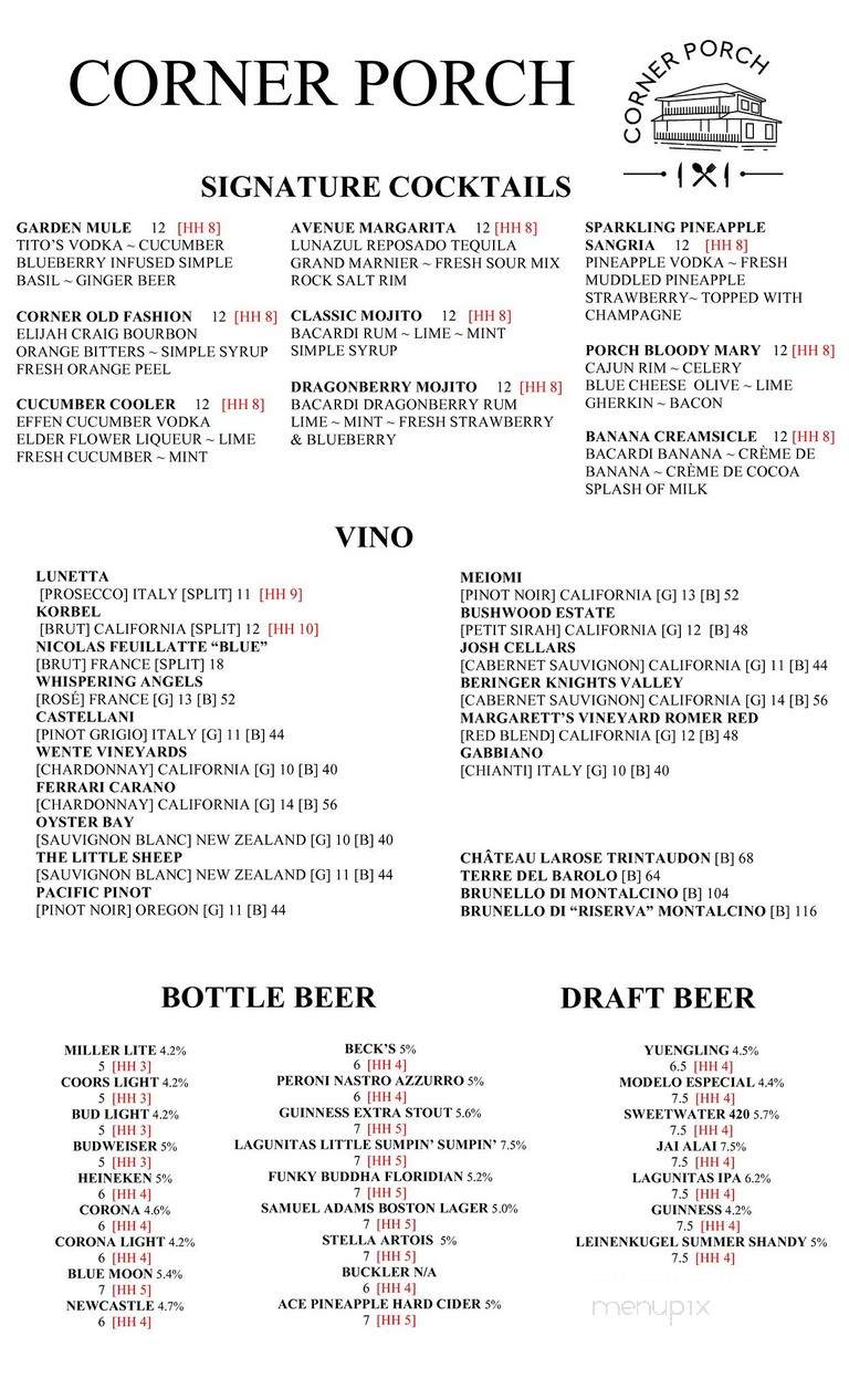Corner Porch - Delray Beach, FL menu_pic