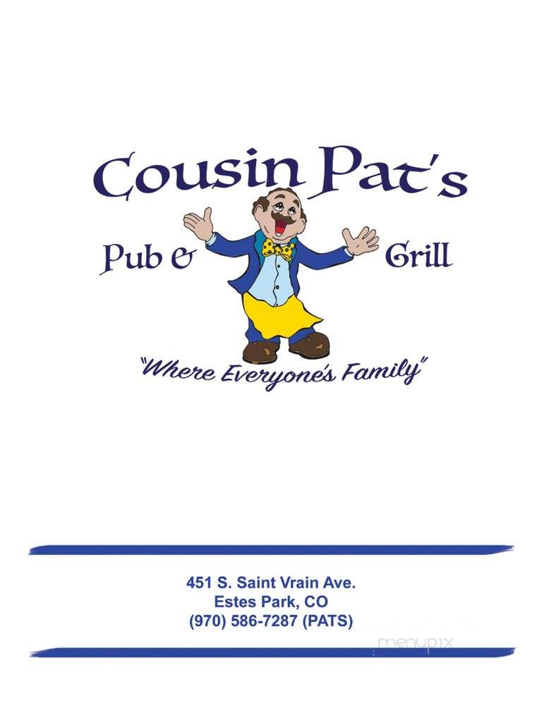 Cousin Pat's Pub & Grill - Estes Park, CO menu_pic