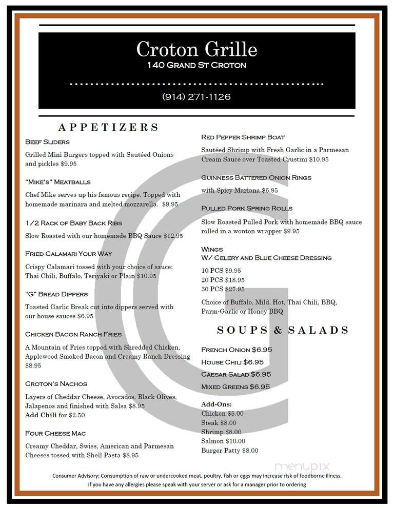 Croton Grille - Croton-on-Hudson, NY menu_pic