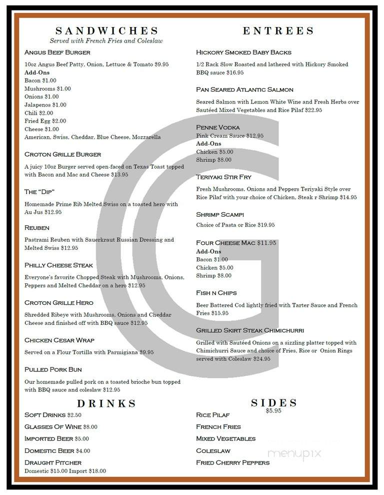 Croton Grille - Croton-on-Hudson, NY menu_pic
