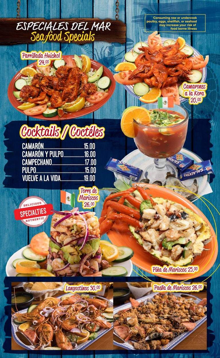 Menu of Culichi Mexican Seafood Bar & Grill in Greensboro, NC 27407