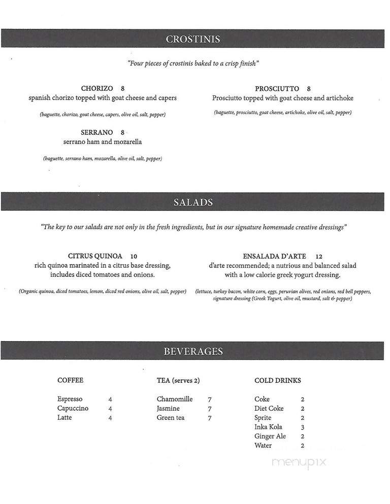 D'Arte Gallery Wine & Tapas Bar - Tampa, FL menu_pic