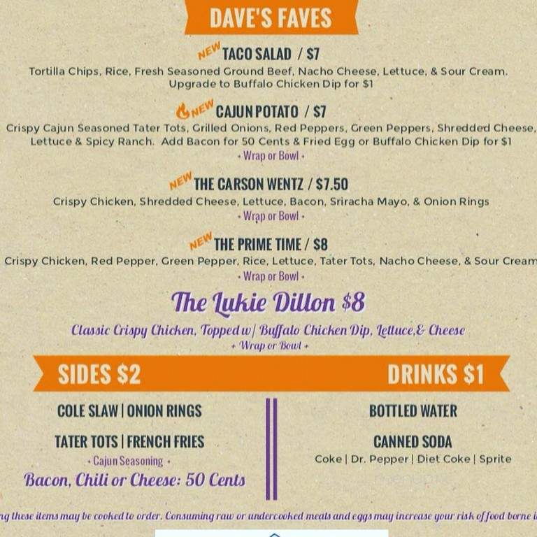 Dave's Munchies - Salem, VA menu_pic