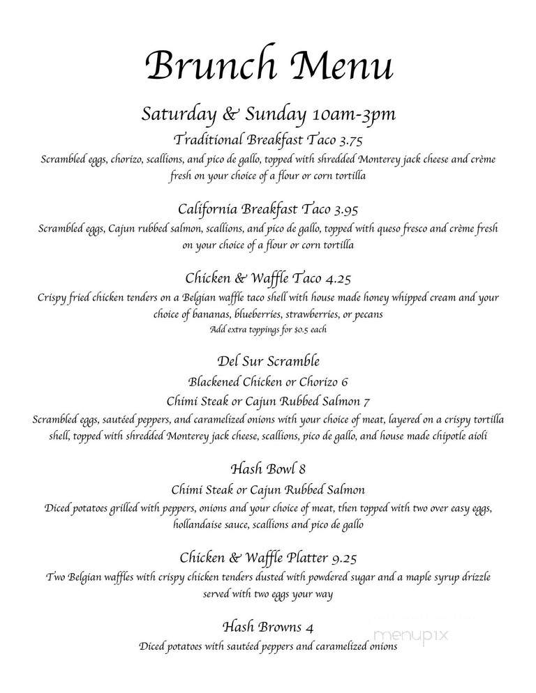 Del Sur Taqueria & Cantina - Statesboro, GA menu_pic