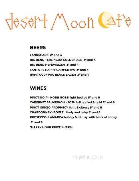 Desert Moon Cafe - El Paso, TX menu_pic