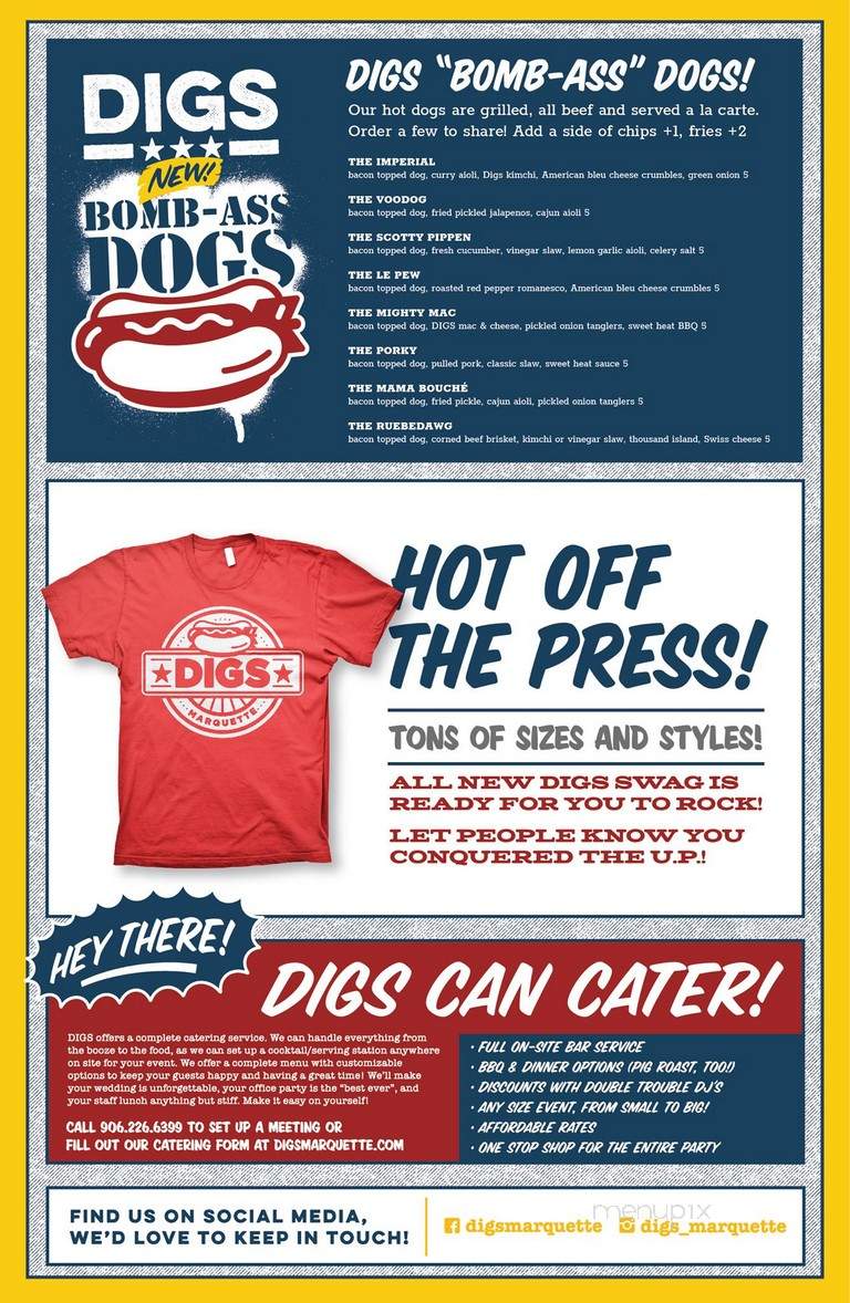 Digs Gastropub - Marquette, MI menu_pic