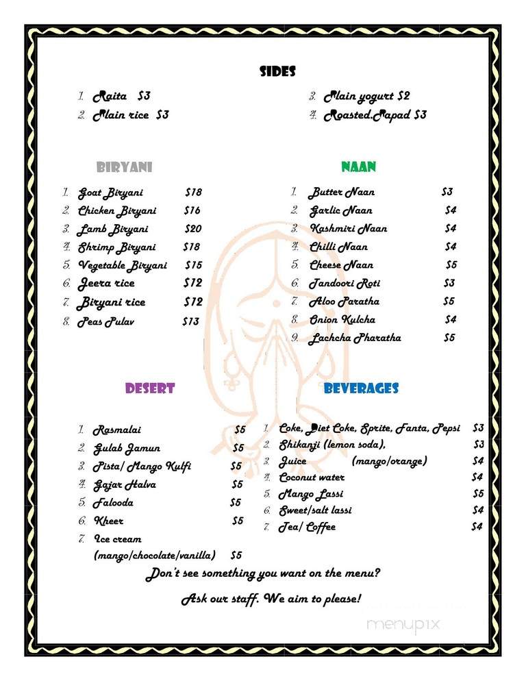 Dine India - Orlando, FL menu_pic