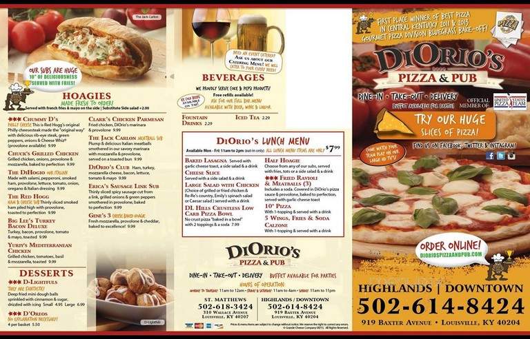 DiOrio's Pizza & Pub - Louisville, KY menu_pic